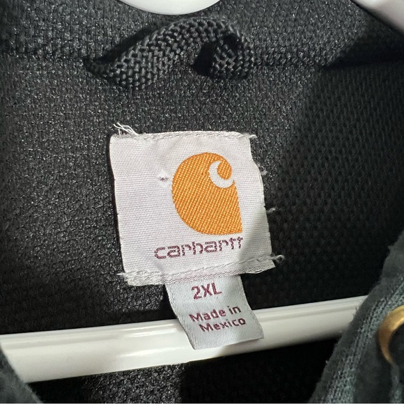 Carhartt Rain Defender Black Long Sleeve Full Zip Fleece Hooded Jacket Mens 2XL - Picture 4 of 10